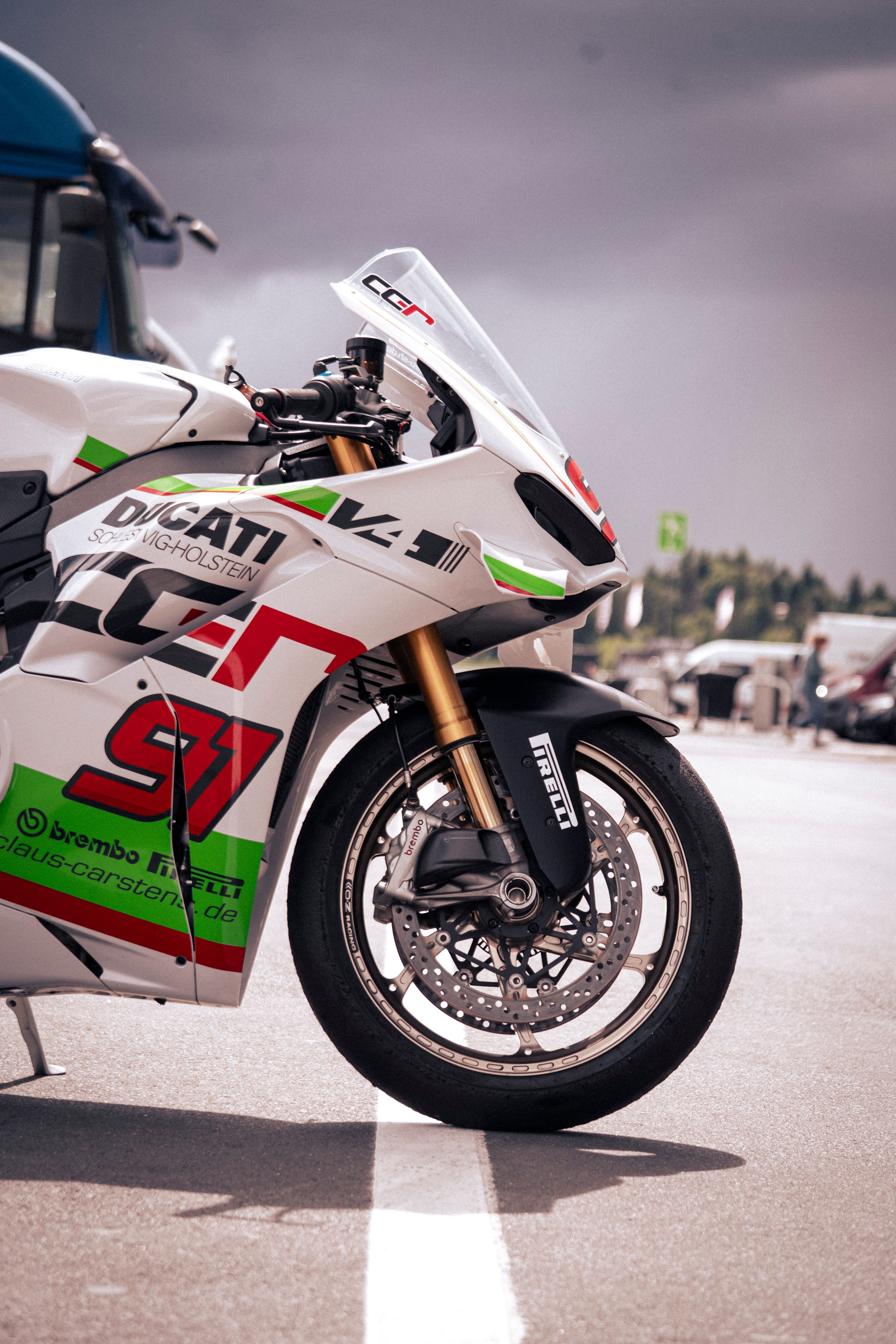 Motorcycle fairing graphics wrap with bold racing livery