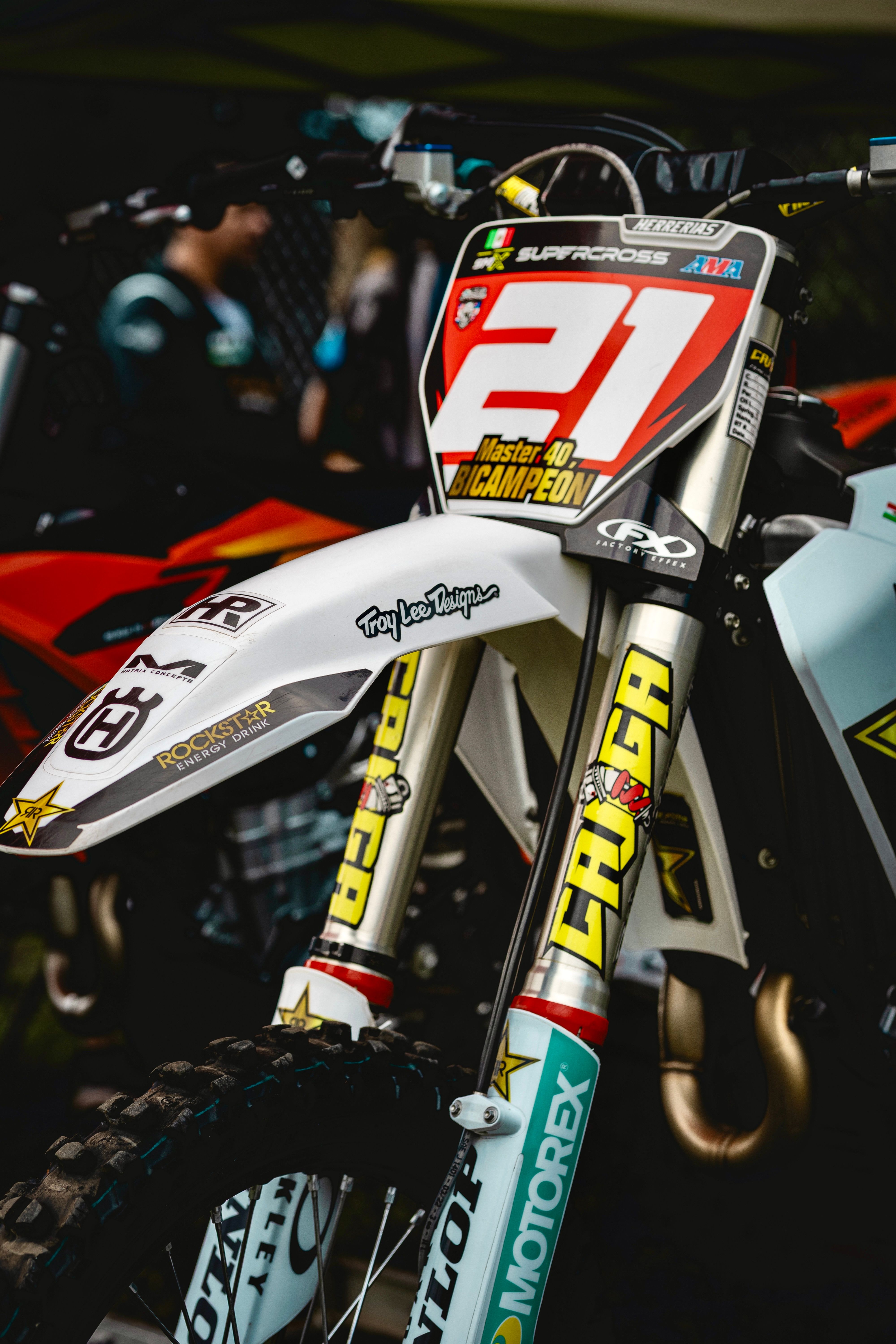 Custom motorcycle race number vinyl graphic