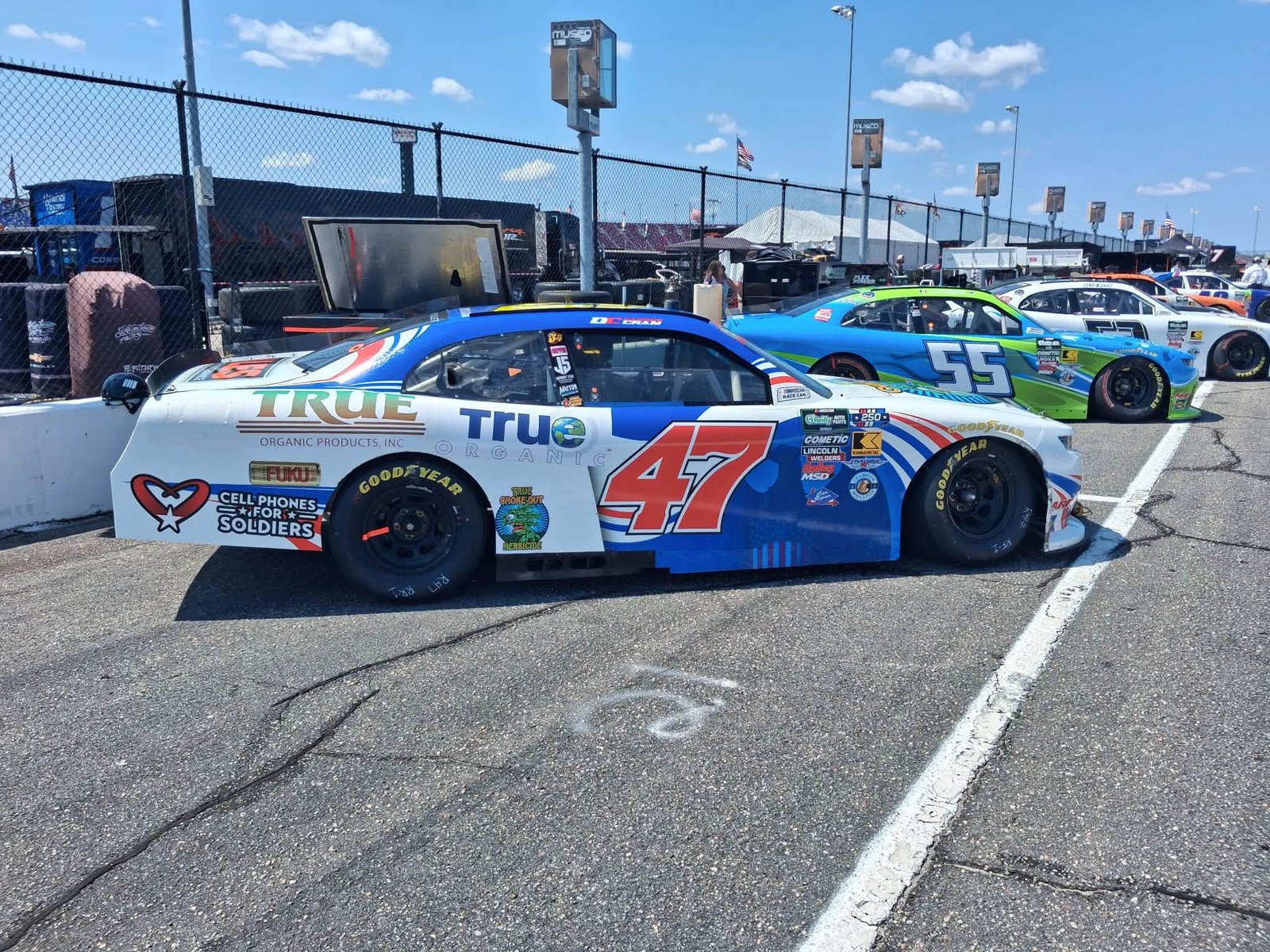 Custom race car graphics wrap on a Daytona Beach stock car